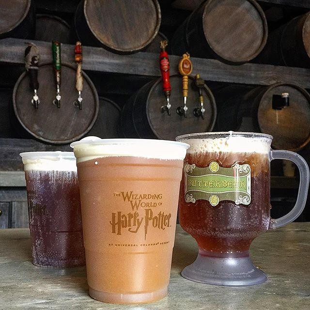 Three varieties of Butterbeer ready to enjoy.